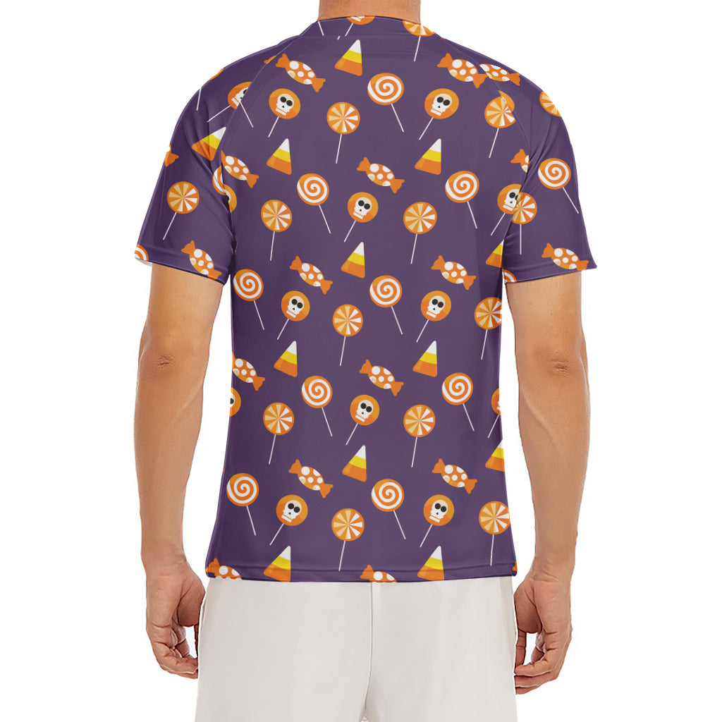 Cute Halloween Candy Pattern Print Men's Short Sleeve Rash Guard