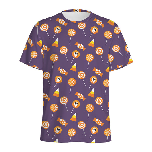 Cute Halloween Candy Pattern Print Men's Sports T-Shirt