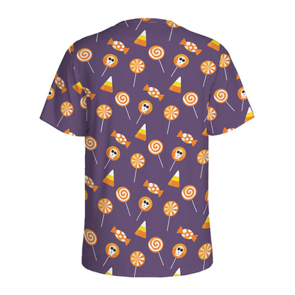 Cute Halloween Candy Pattern Print Men's Sports T-Shirt