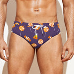 Cute Halloween Candy Pattern Print Men's Swim Briefs