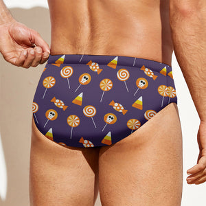 Cute Halloween Candy Pattern Print Men's Swim Briefs