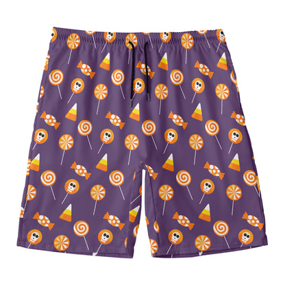 Cute Halloween Candy Pattern Print Men's Swim Trunks