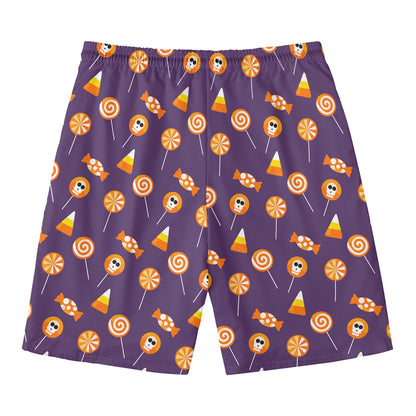 Cute Halloween Candy Pattern Print Men's Swim Trunks