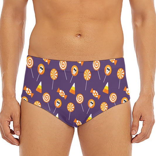 Cute Halloween Candy Pattern Print Men's Triangle Swim Briefs