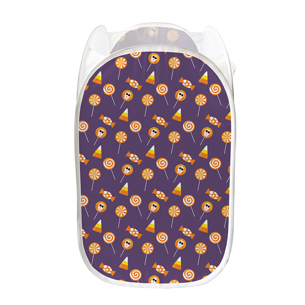 Cute Halloween Candy Pattern Print Mesh Laundry Hamper
