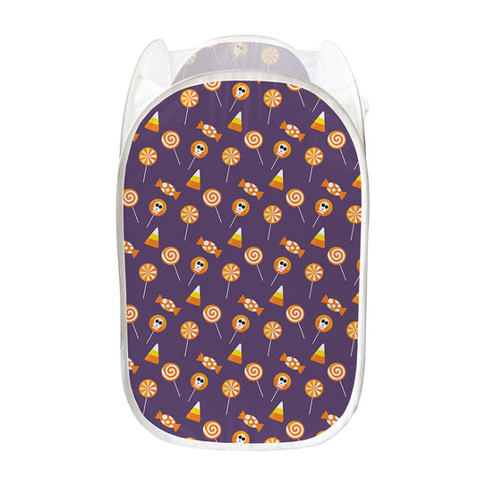 Cute Halloween Candy Pattern Print Mesh Laundry Hamper