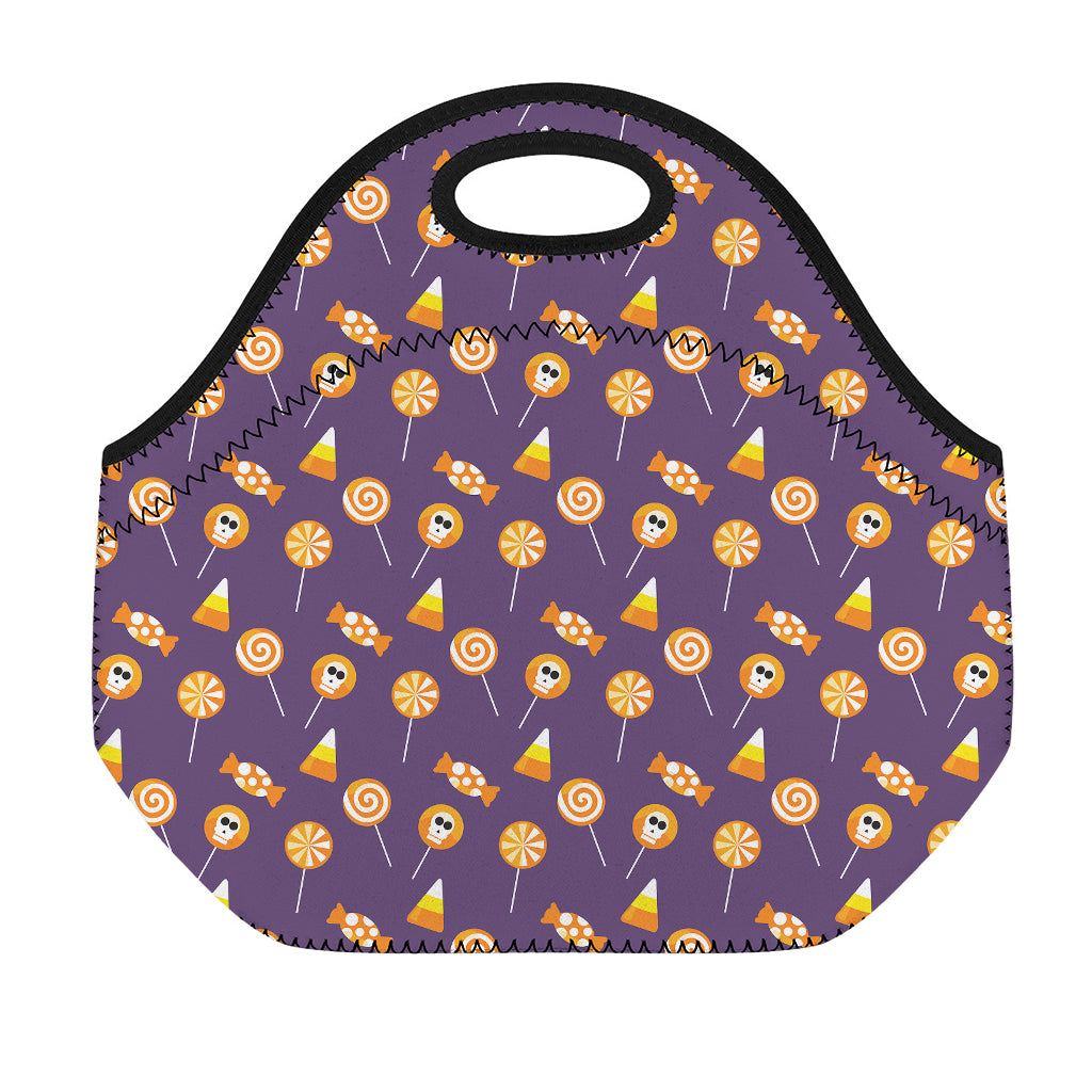Cute Halloween Candy Pattern Print Neoprene Lunch Bag