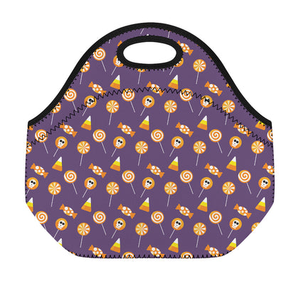 Cute Halloween Candy Pattern Print Neoprene Lunch Bag