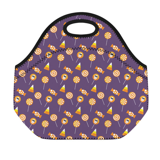 Cute Halloween Candy Pattern Print Neoprene Lunch Bag