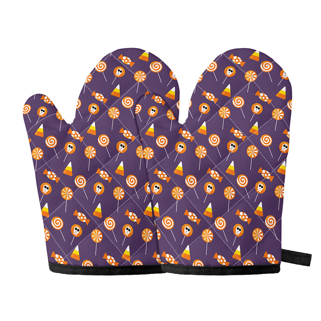Cute Halloween Candy Pattern Print Oven Mitts