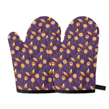 Cute Halloween Candy Pattern Print Oven Mitts