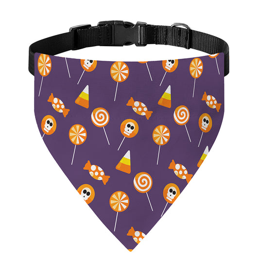Cute Halloween Candy Pattern Print Over The Collar Dog Bandana