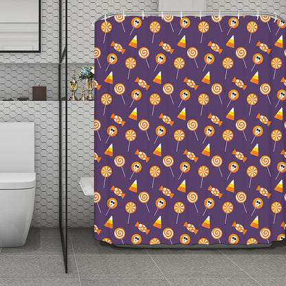 Cute Halloween Candy Pattern Print Polyester Shower Curtain