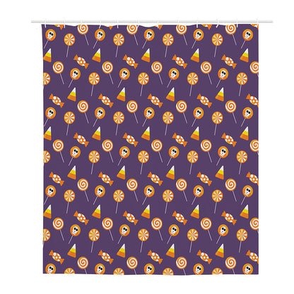 Cute Halloween Candy Pattern Print Polyester Shower Curtain