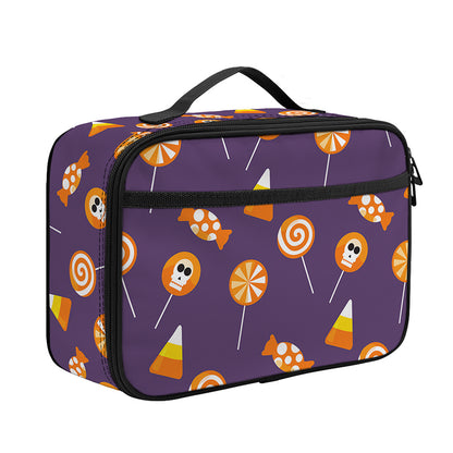 Cute Halloween Candy Pattern Print Portable Lunch Bag