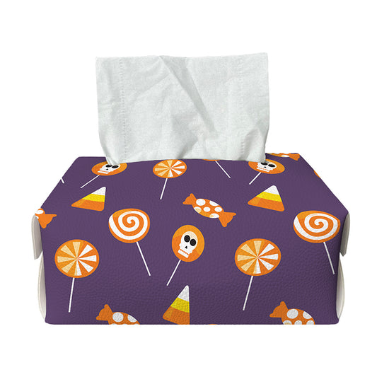 Cute Halloween Candy Pattern Print Rectangle Tissue Box Cover