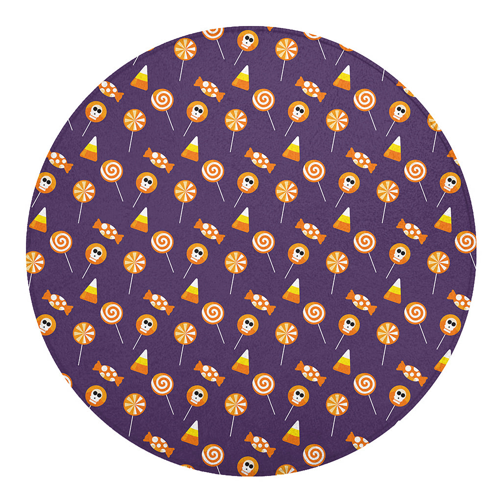 Cute Halloween Candy Pattern Print Round Blanket