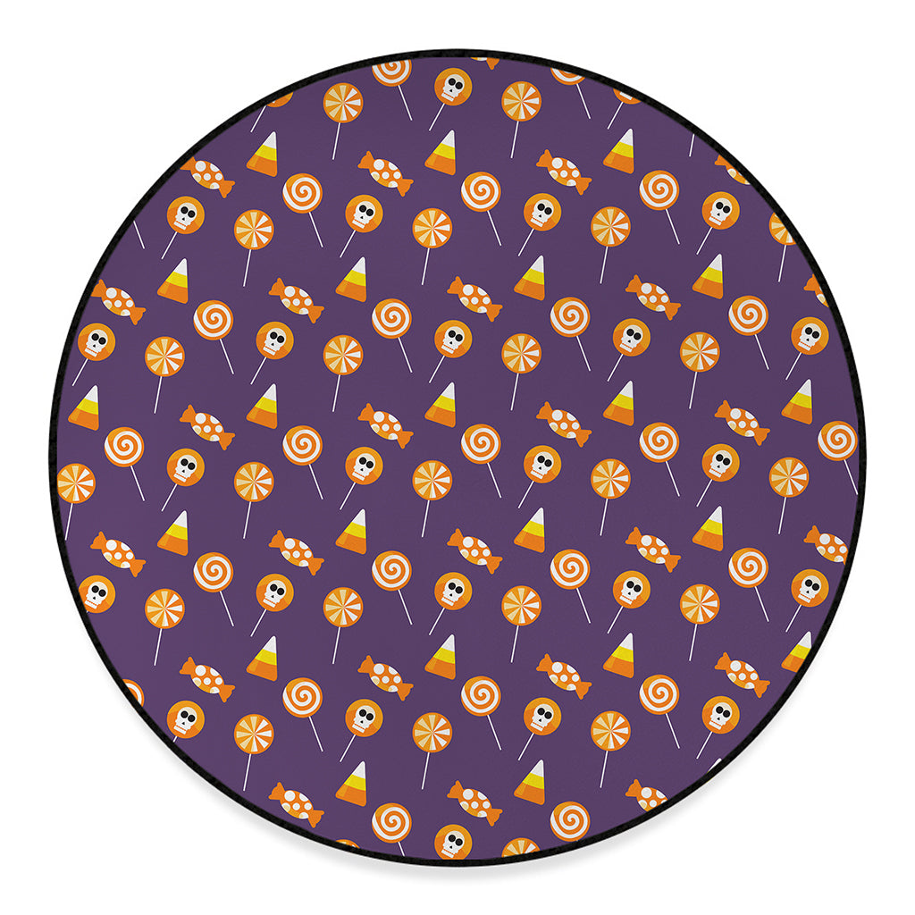 Cute Halloween Candy Pattern Print Round Floor Mat