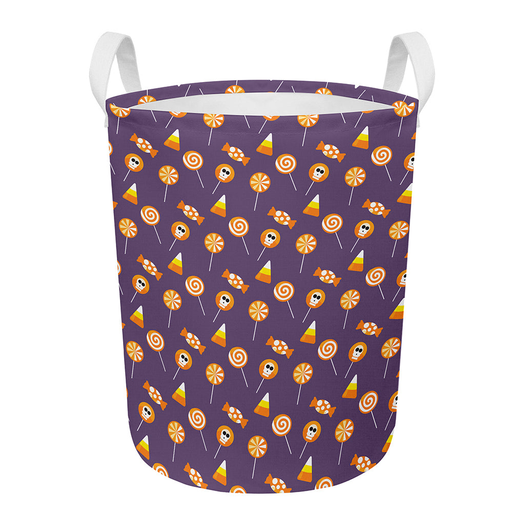Cute Halloween Candy Pattern Print Round Laundry Basket
