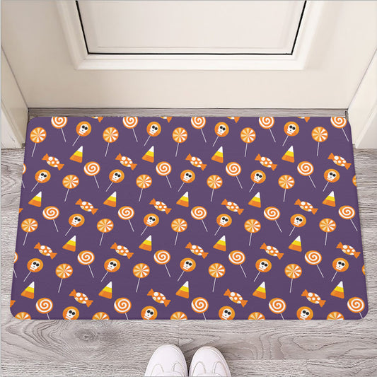 Cute Halloween Candy Pattern Print Rubber Doormat
