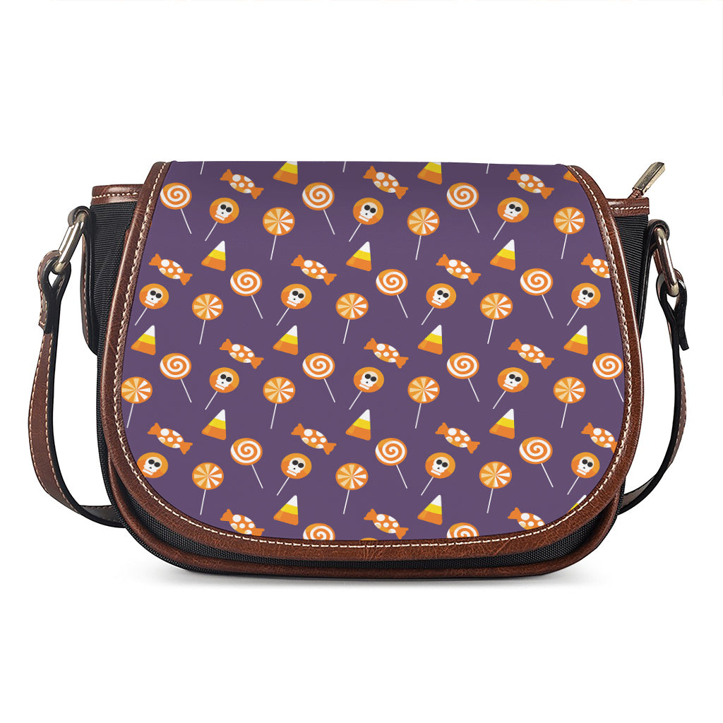 Cute Halloween Candy Pattern Print Saddle Bag