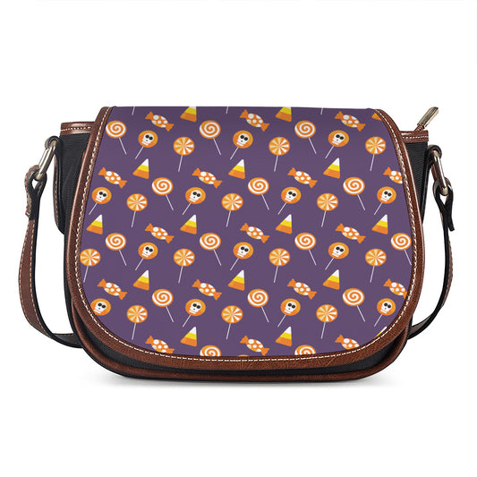 Cute Halloween Candy Pattern Print Saddle Bag