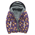 Cute Halloween Candy Pattern Print Sherpa Lined Zip Up Hoodie