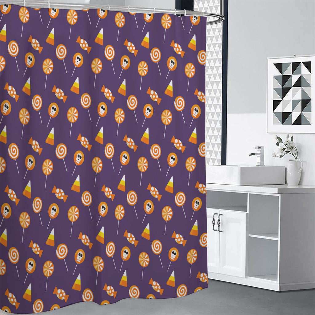 Cute Halloween Candy Pattern Print Shower Curtain