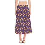 Cute Halloween Candy Pattern Print Side Slit Midi Skirt