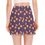 Cute Halloween Candy Pattern Print Side Slit Mini Skirt