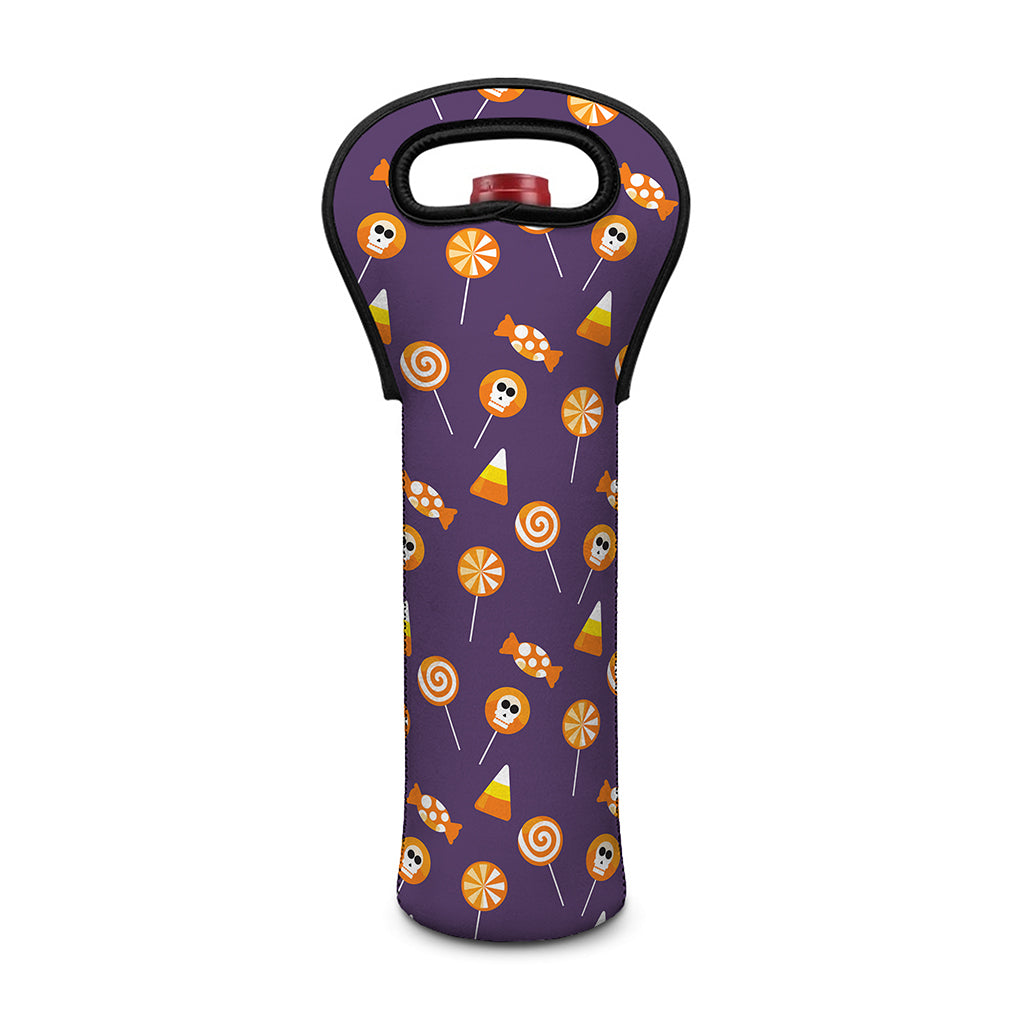 Cute Halloween Candy Pattern Print Single Neoprene Wine Tote