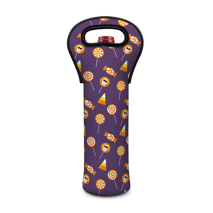 Cute Halloween Candy Pattern Print Single Neoprene Wine Tote