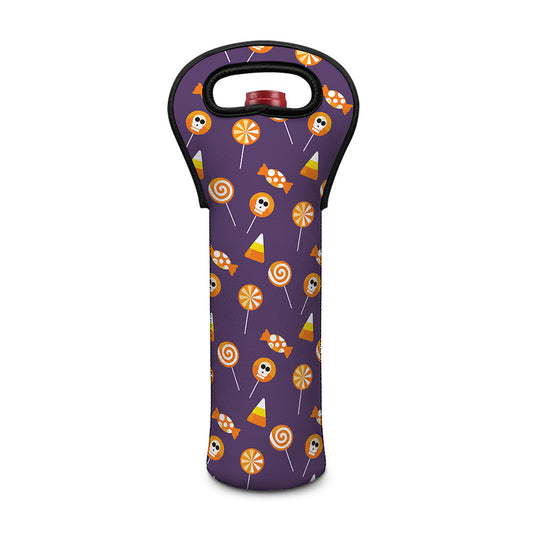 Cute Halloween Candy Pattern Print Single Neoprene Wine Tote