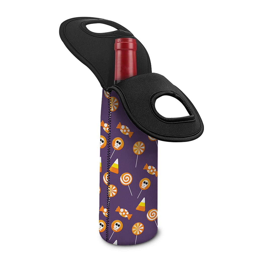 Cute Halloween Candy Pattern Print Single Neoprene Wine Tote
