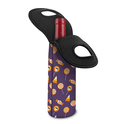 Cute Halloween Candy Pattern Print Single Neoprene Wine Tote