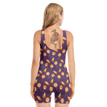 Cute Halloween Candy Pattern Print Sleeveless One Piece Swimsuit