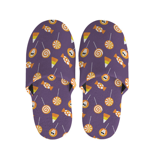 Cute Halloween Candy Pattern Print Slippers