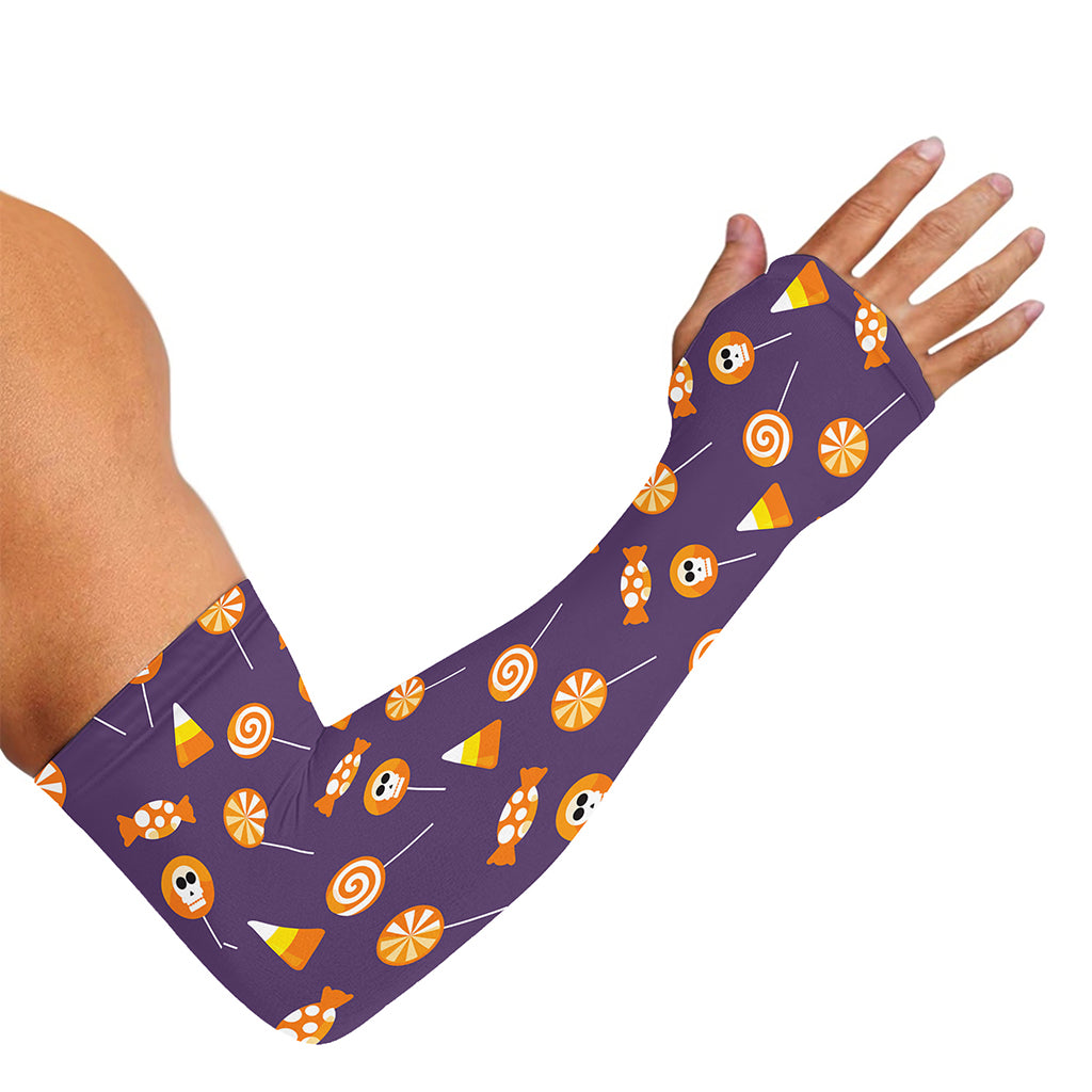 Cute Halloween Candy Pattern Print Sun Protection Arm Sleeves