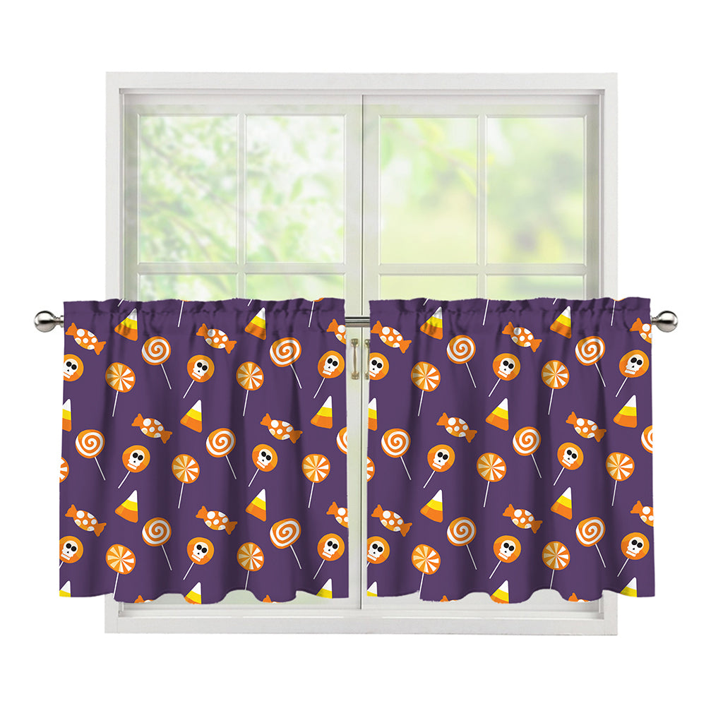Cute Halloween Candy Pattern Print Tier Curtains