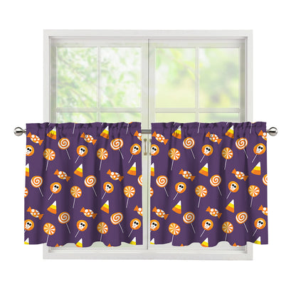 Cute Halloween Candy Pattern Print Tier Curtains