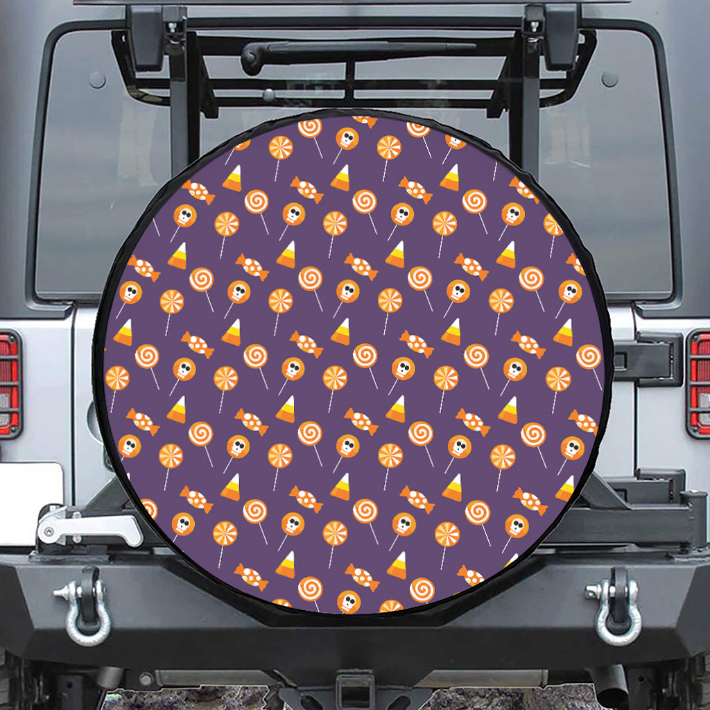 Cute Halloween Candy Pattern Print Tire Cover