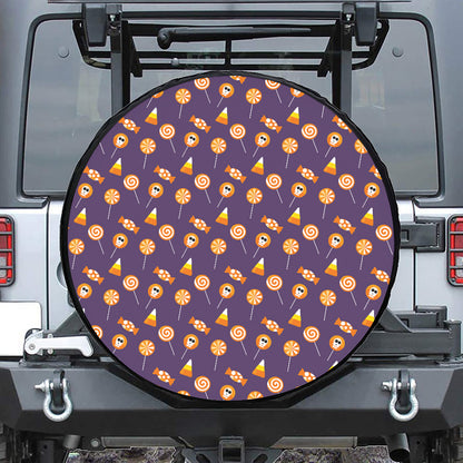 Cute Halloween Candy Pattern Print Tire Cover
