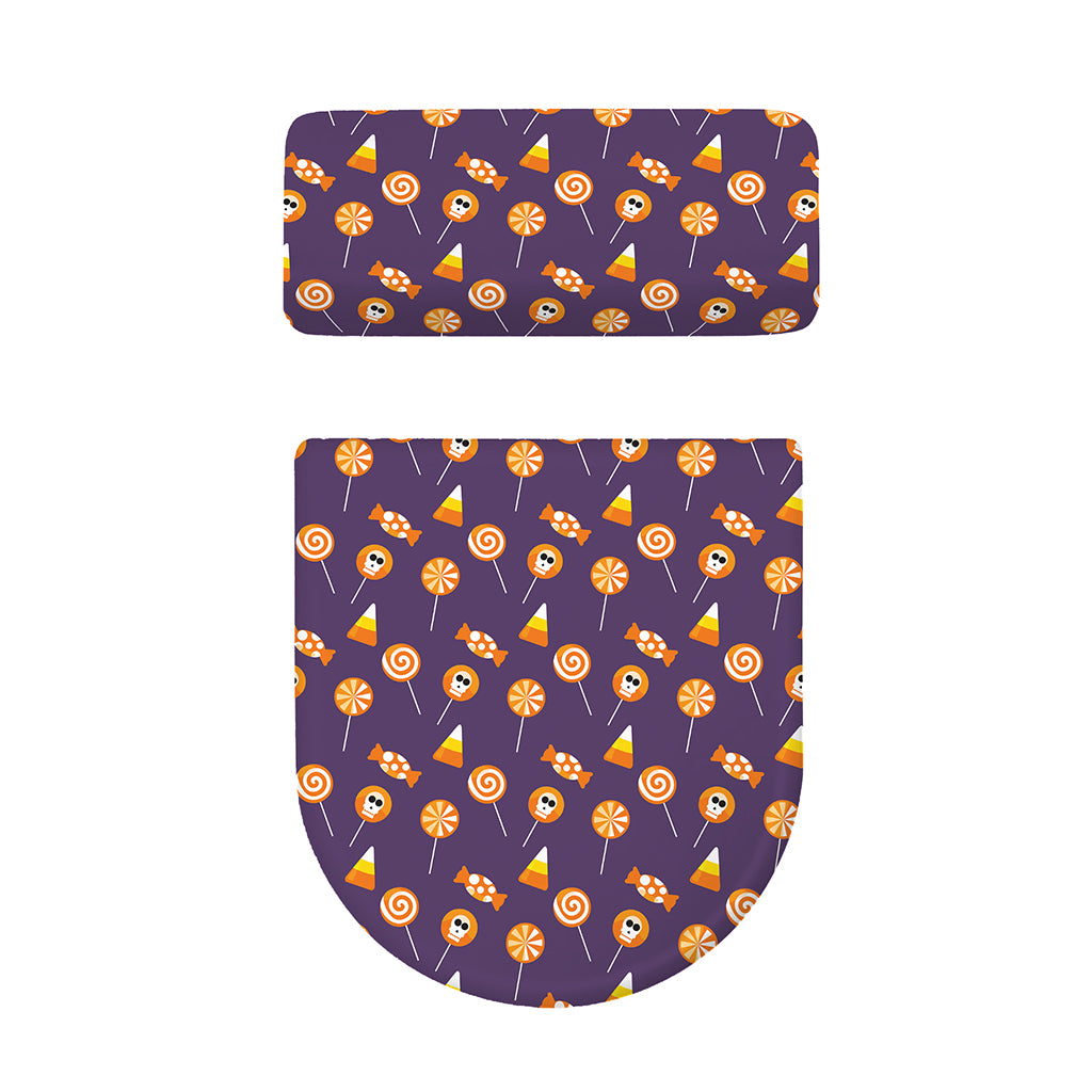 Cute Halloween Candy Pattern Print Toilet Lid And Tank Cover Set