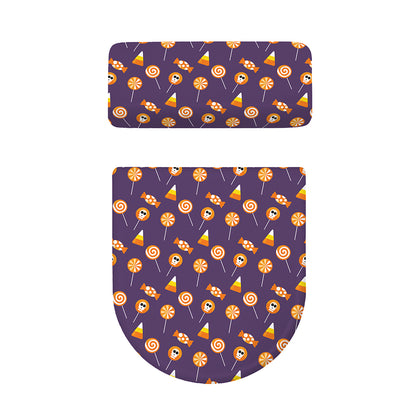 Cute Halloween Candy Pattern Print Toilet Lid And Tank Cover Set