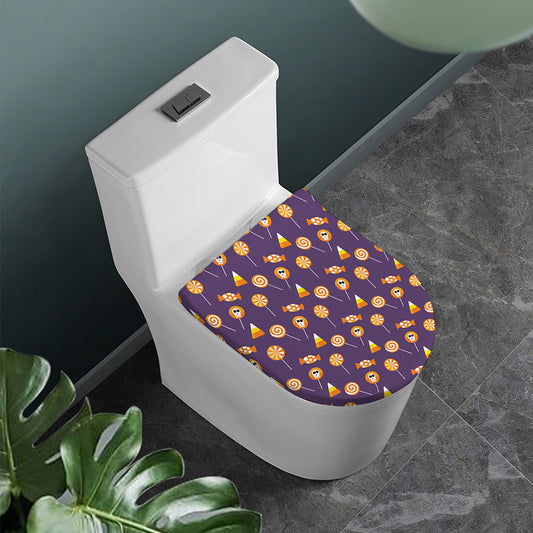 Cute Halloween Candy Pattern Print Toilet Lid Cover