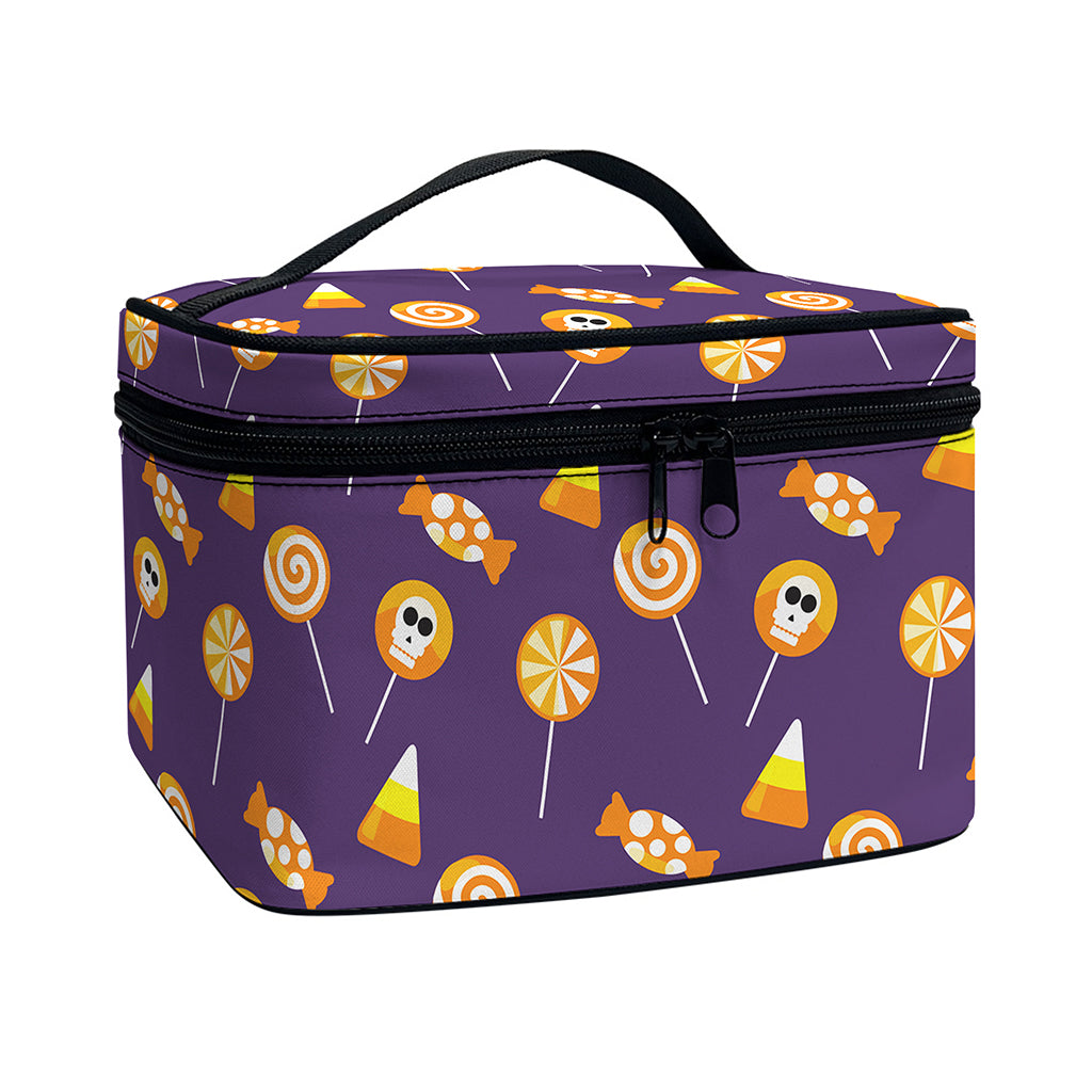 Cute Halloween Candy Pattern Print Travel Makeup Bag