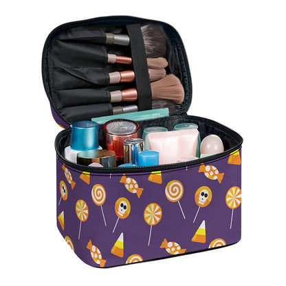 Cute Halloween Candy Pattern Print Travel Makeup Bag