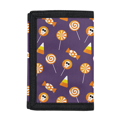 Cute Halloween Candy Pattern Print Trifold Wallet