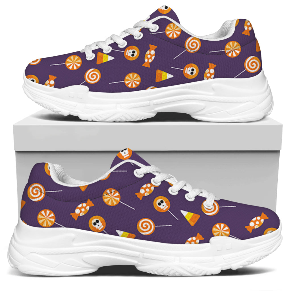 Cute Halloween Candy Pattern Print White Chunky Shoes