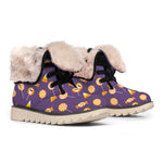 Cute Halloween Candy Pattern Print Winter Boots